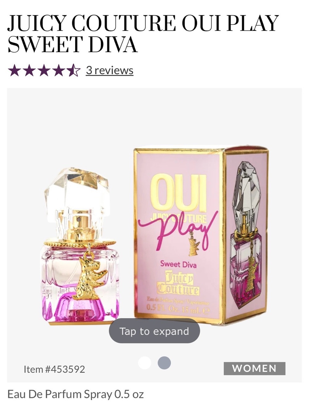 Juicy Couture Oui Play Sweet Diva Eau de Parfum - Pink & Gold Bottle 0.5 FL oz